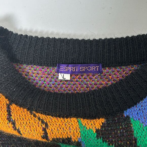 Vintage Esprit Sport Sweater Size L Tropical Floral Novelty Pullover 80's - Picture 6 of 11